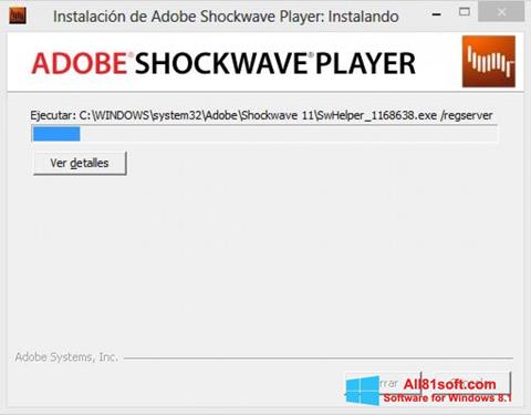 Posnetek zaslona Adobe Shockwave Player Windows 8.1