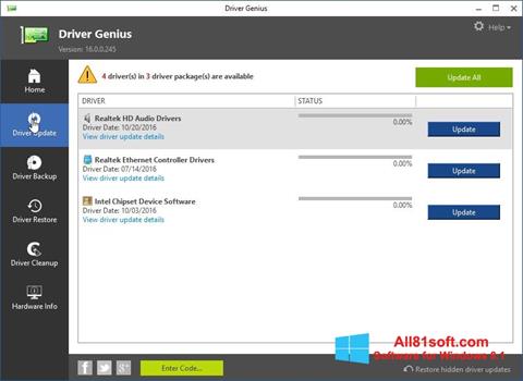 Posnetek zaslona Driver Genius Windows 8.1