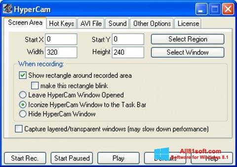 Posnetek zaslona HyperCam Windows 8.1