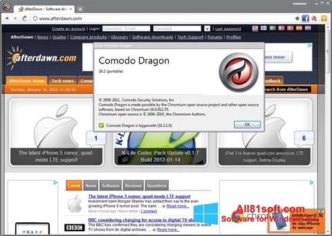 Posnetek zaslona Comodo Dragon Windows 8.1