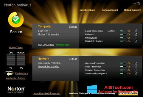 Posnetek zaslona Norton AntiVirus Windows 8.1