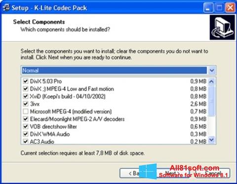 Posnetek zaslona K-Lite Mega Codec Pack Windows 8.1