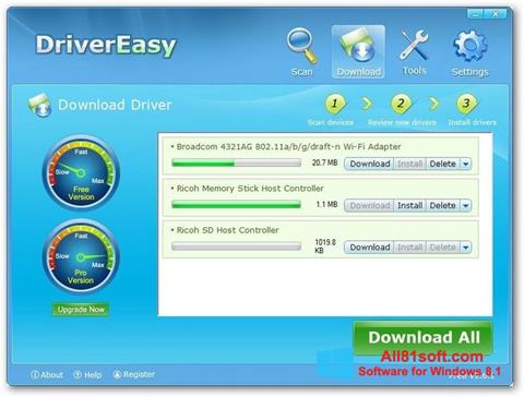 Posnetek zaslona Driver Easy Windows 8.1