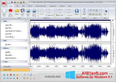 Posnetek zaslona Free Audio Editor Windows 8.1