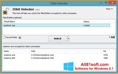 Posnetek zaslona IObit Unlocker Windows 8.1