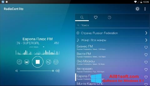 Posnetek zaslona Radiocent Windows 8.1