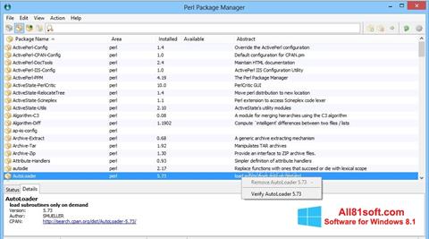 Posnetek zaslona ActivePerl Windows 8.1