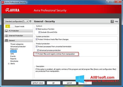 Posnetek zaslona Avira Professional Security Windows 8.1