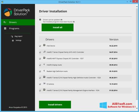 Posnetek zaslona DriverPack Solution Windows 8.1