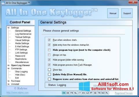 Posnetek zaslona Keylogger Windows 8.1