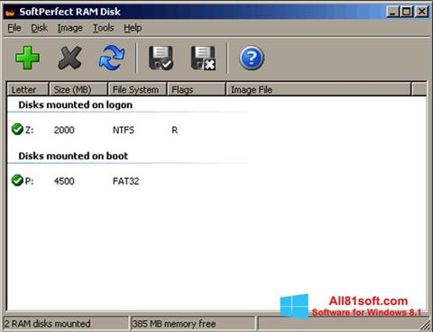 Posnetek zaslona SoftPerfect RAM Disk Windows 8.1