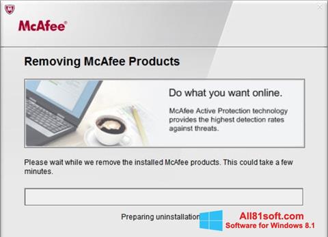 Posnetek zaslona McAfee Consumer Product Removal Tool Windows 8.1