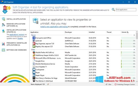 Posnetek zaslona Soft Organizer Windows 8.1