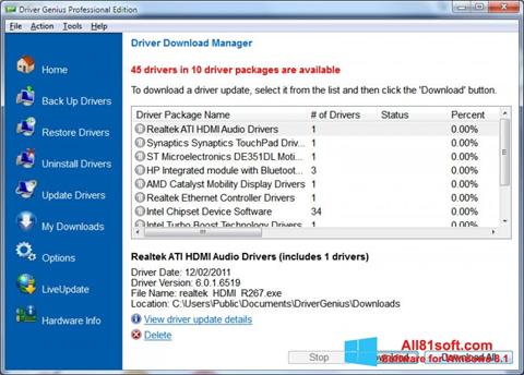 Posnetek zaslona Driver Genius Professional Windows 8.1