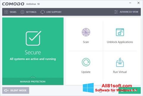 Posnetek zaslona Comodo Antivirus Windows 8.1
