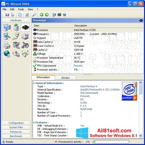 Posnetek zaslona PC Wizard Windows 8.1