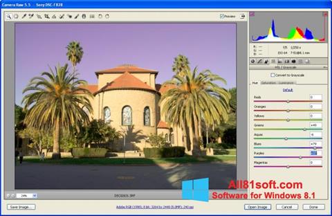 Posnetek zaslona Adobe Camera Raw Windows 8.1