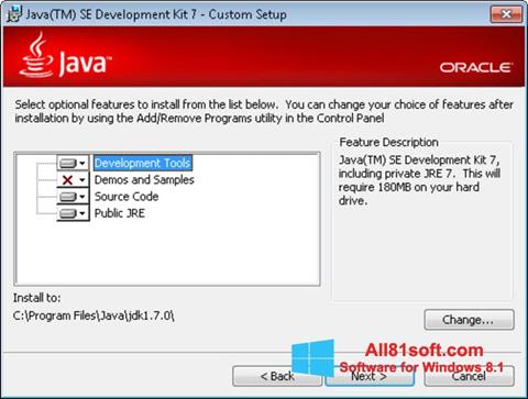 Posnetek zaslona Java Development Kit Windows 8.1