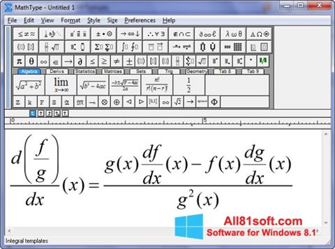 Posnetek zaslona MathType Windows 8.1