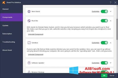 Posnetek zaslona Avast! Pro Antivirus Windows 8.1
