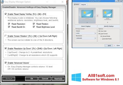 Posnetek zaslona Easy Display Manager Windows 8.1