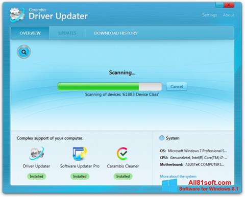 Posnetek zaslona Carambis Driver Updater Windows 8.1